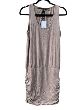 BOBI LA Draped Modal Jersey Side Shirred Tank Dress